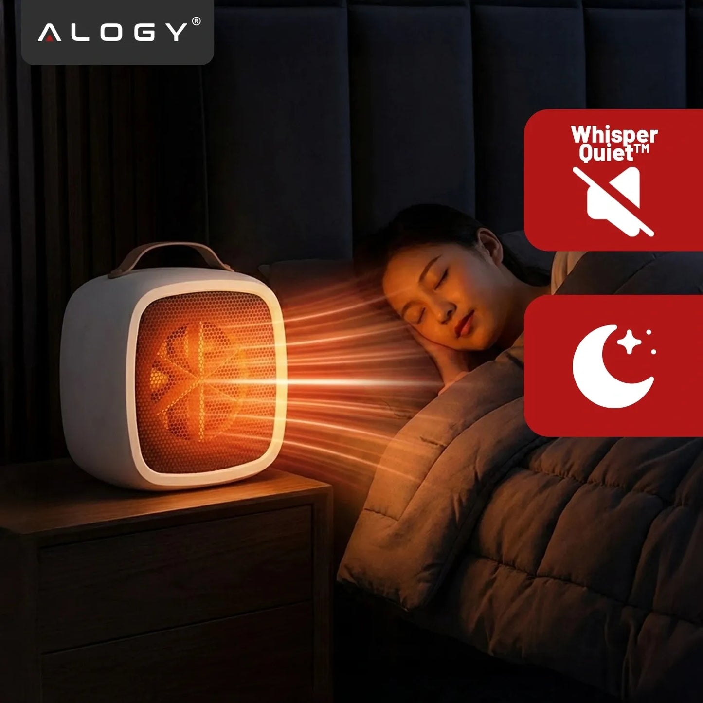 Mini elektrinis šildytuvas Alogy, 500W, baltas