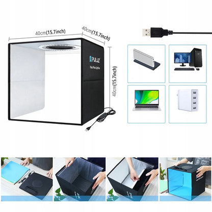 Mini foto studija šviesdėžė su integruotu LED apšvietimu 40x40x40cm