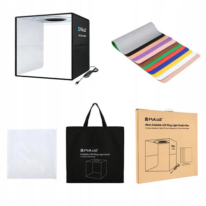 Mini foto studija šviesdėžė su integruotu LED apšvietimu 40x40x40cm