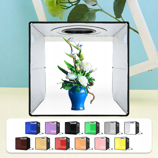 Mini foto studija šviesdėžė su integruotu LED apšvietimu 40x40x40cm