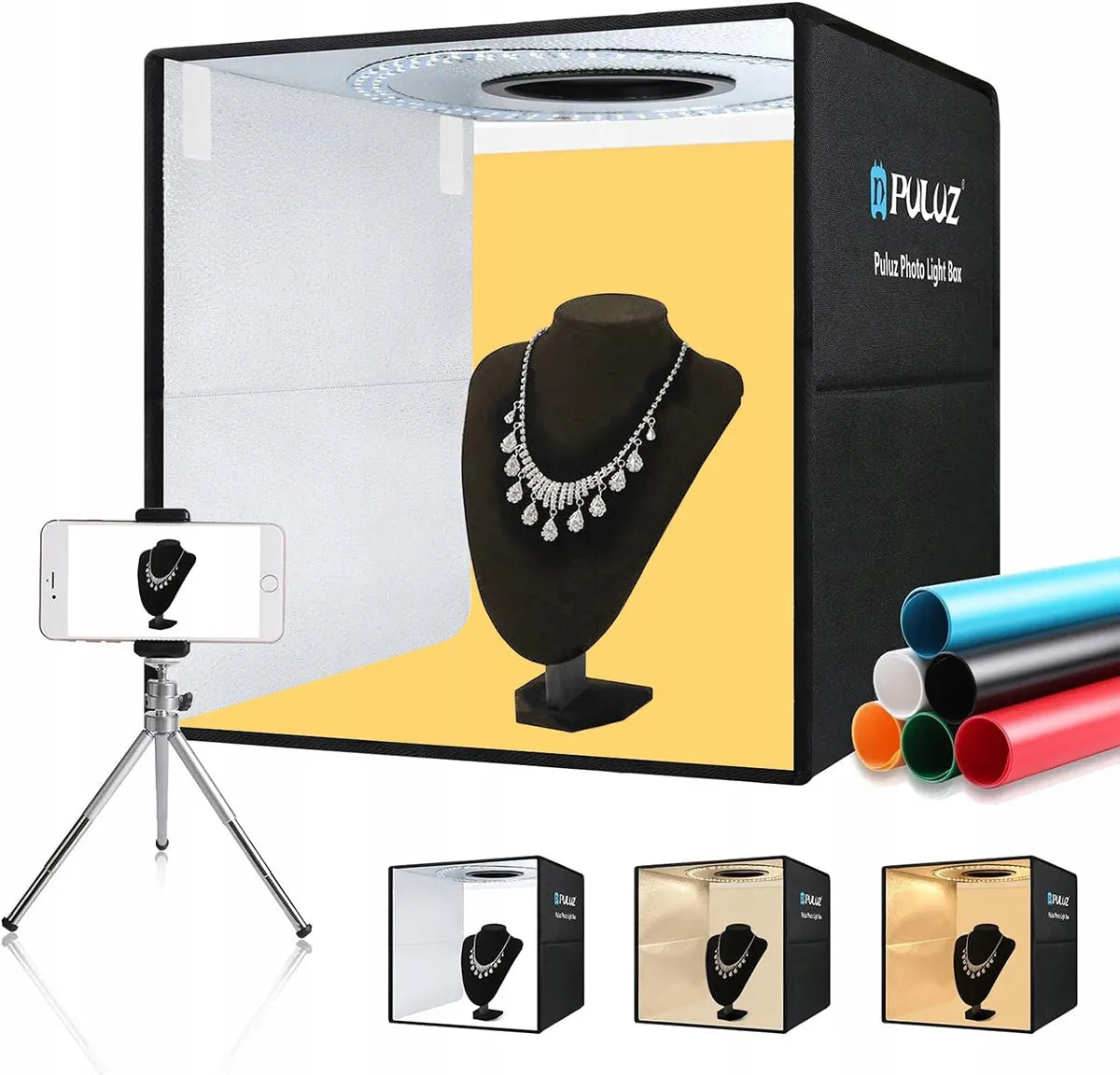 Mini foto studija šviesdėžė su integruotu LED apšvietimu 40x40x40cm
