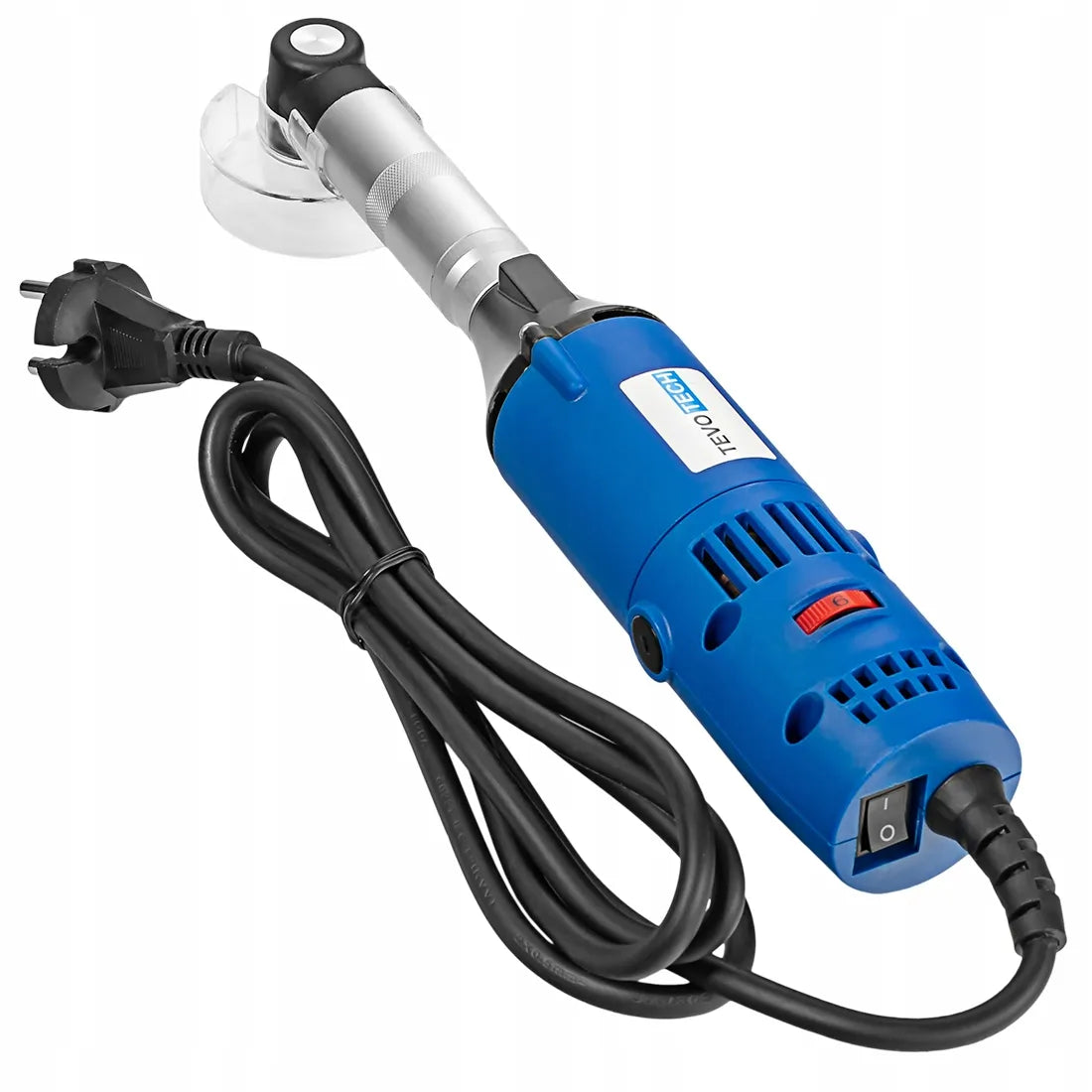 Mini kampinis šlifuoklis TEVOTECH 550 W su greičio reguliavimu ir aksesuarų rinkiniu