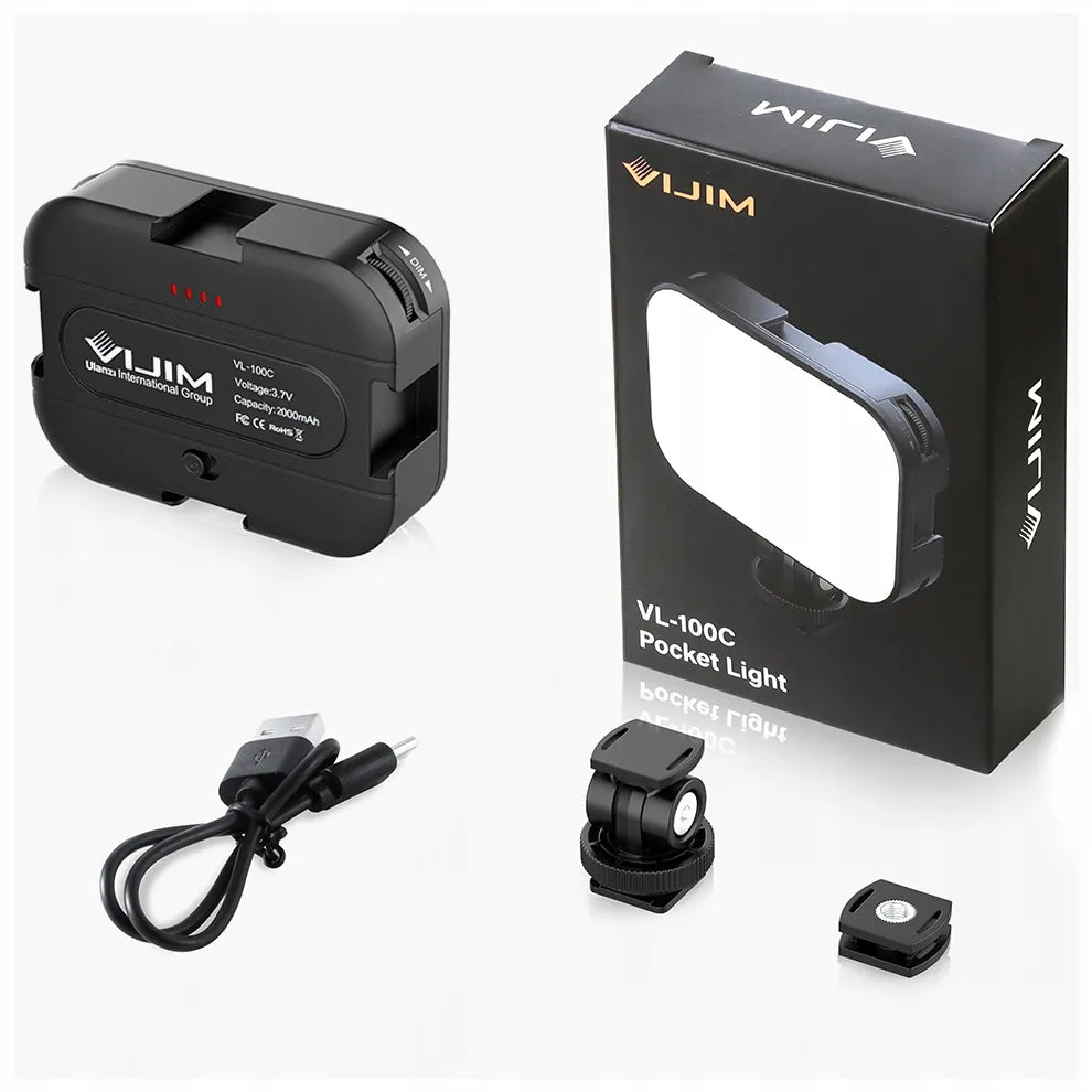 Mini LED studijinė lempa 6500K Ulanzi VL-100C + "cold shoe" jungtis priedams