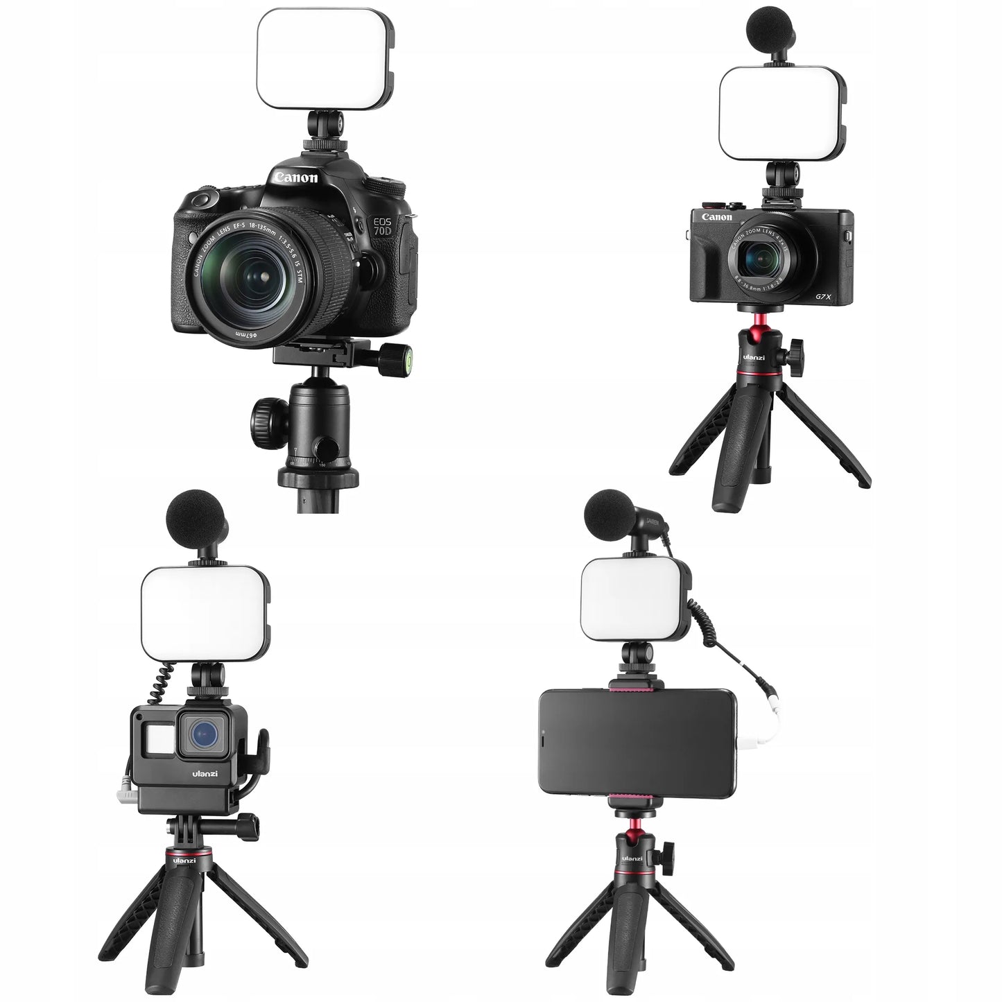 Mini LED studijinė lempa 6500K Ulanzi VL-100C + "cold shoe" jungtis priedams