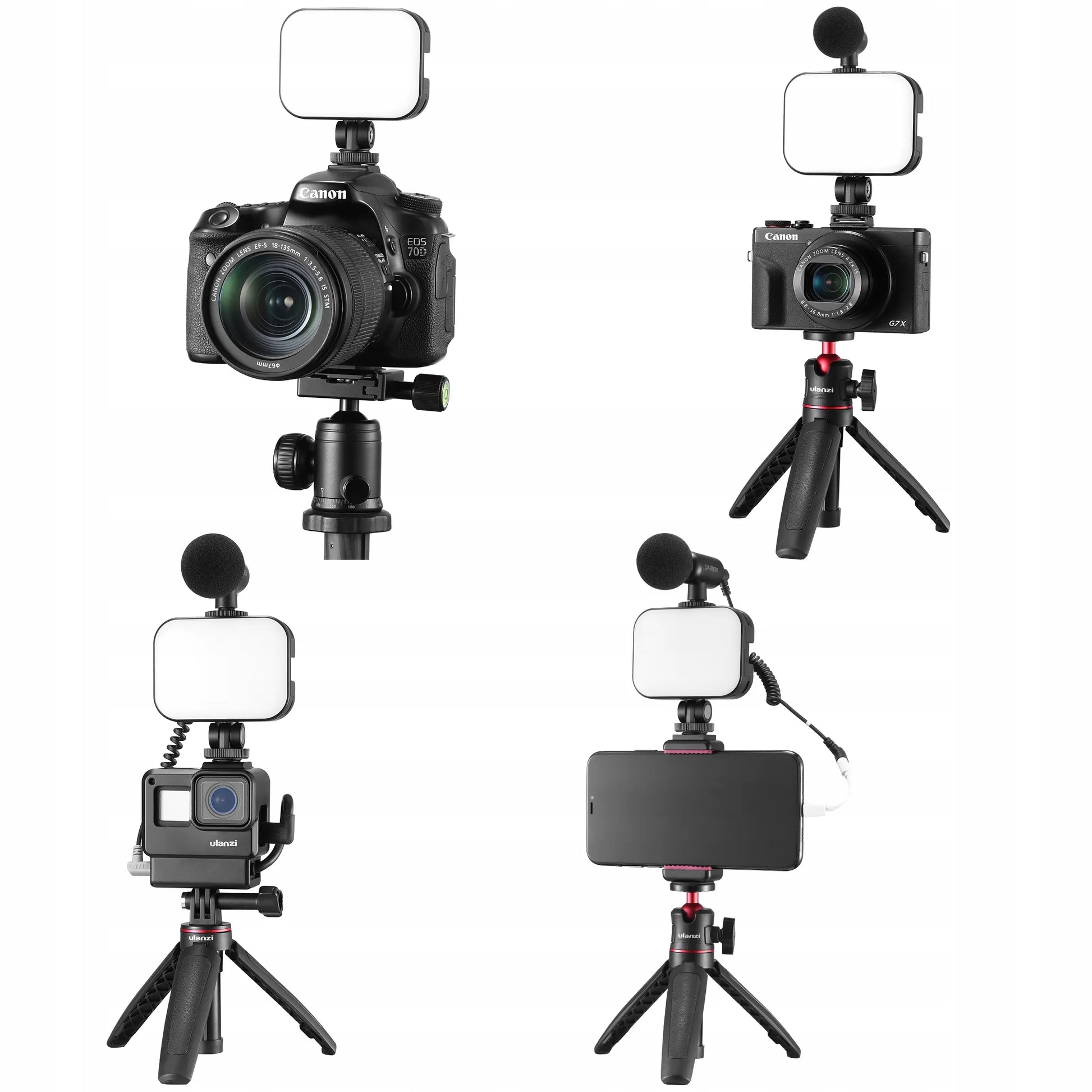 Mini LED studijinė lempa 6500K Ulanzi VL-100C + "cold shoe" jungtis priedams