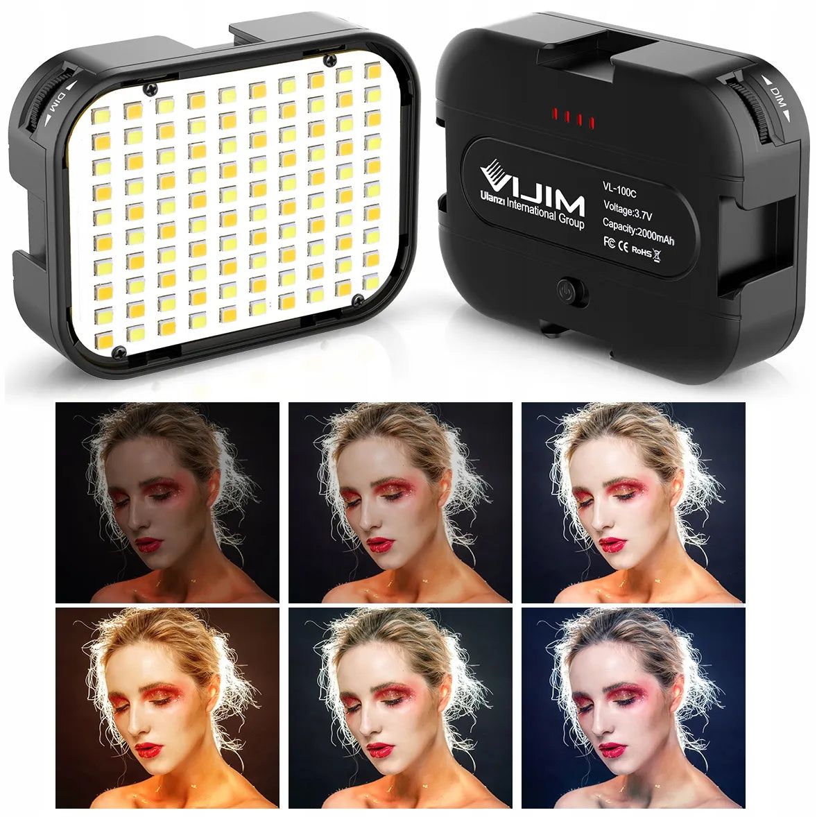 Mini LED studijinė lempa 6500K Ulanzi VL-100C + "cold shoe" jungtis priedams