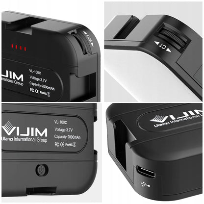 Mini LED studijinė lempa 6500K Ulanzi VL-100C + "cold shoe" jungtis priedams