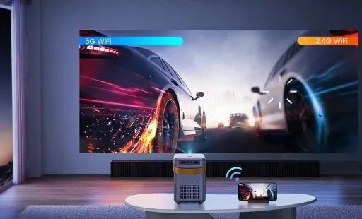 Mini projektorius Feegar SHOW LED TV nešiojamas su WiFi 5G Bluetooth ir fokusavimo funkcija