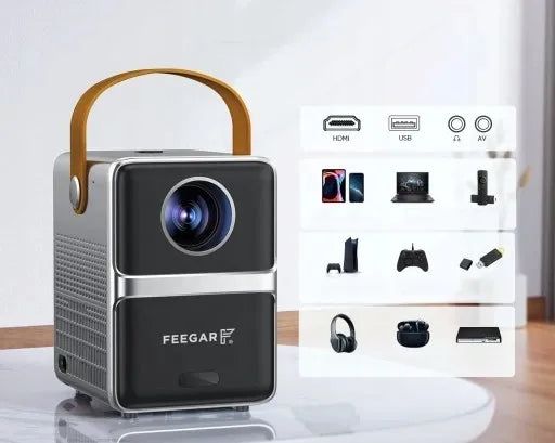 Mini projektorius Feegar SHOW LED TV nešiojamas su WiFi 5G Bluetooth ir fokusavimo funkcija