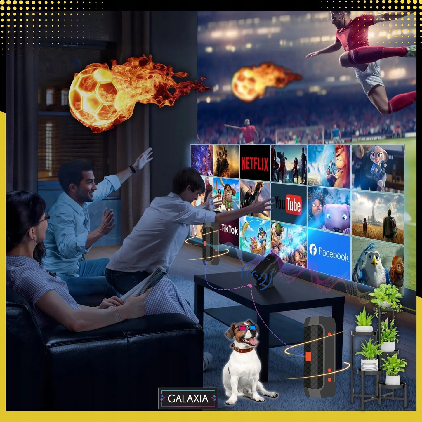 Mini projektorius GALAXIA HY320, nešiojamas, Android 11, LED, Wi-Fi, HD, Smart TV, juodas