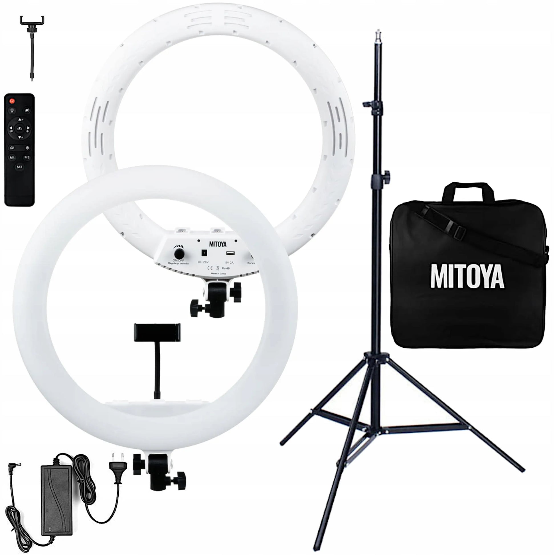 MITOYA MTY-18C kosmetologinė žiedinė lempa 50 W + trikojis 70-215 cm
