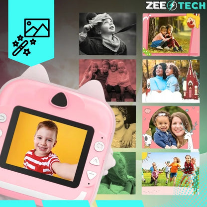 Momentinis fotoaparatas vaikams „Drukuś“ su spausdintuvu, 32 GB kortele ir 3 ritinėliais