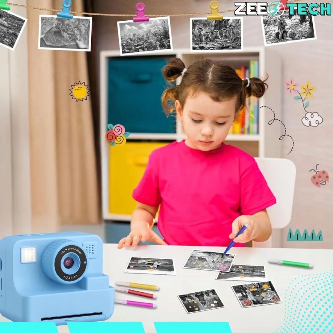 Momentinis skaitmeninis fotoaparatas vaikams „Drukuś“ su mini spausdintuvu ir 11 ritinėlių