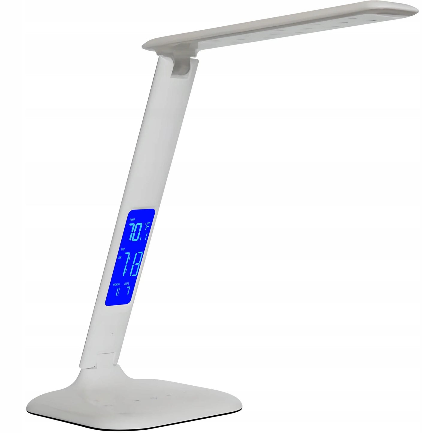 MONTIS LED stalo lempa su LCD ekranu, 5 apšvietimo režimais, laikrodžiu ir žadintuvu