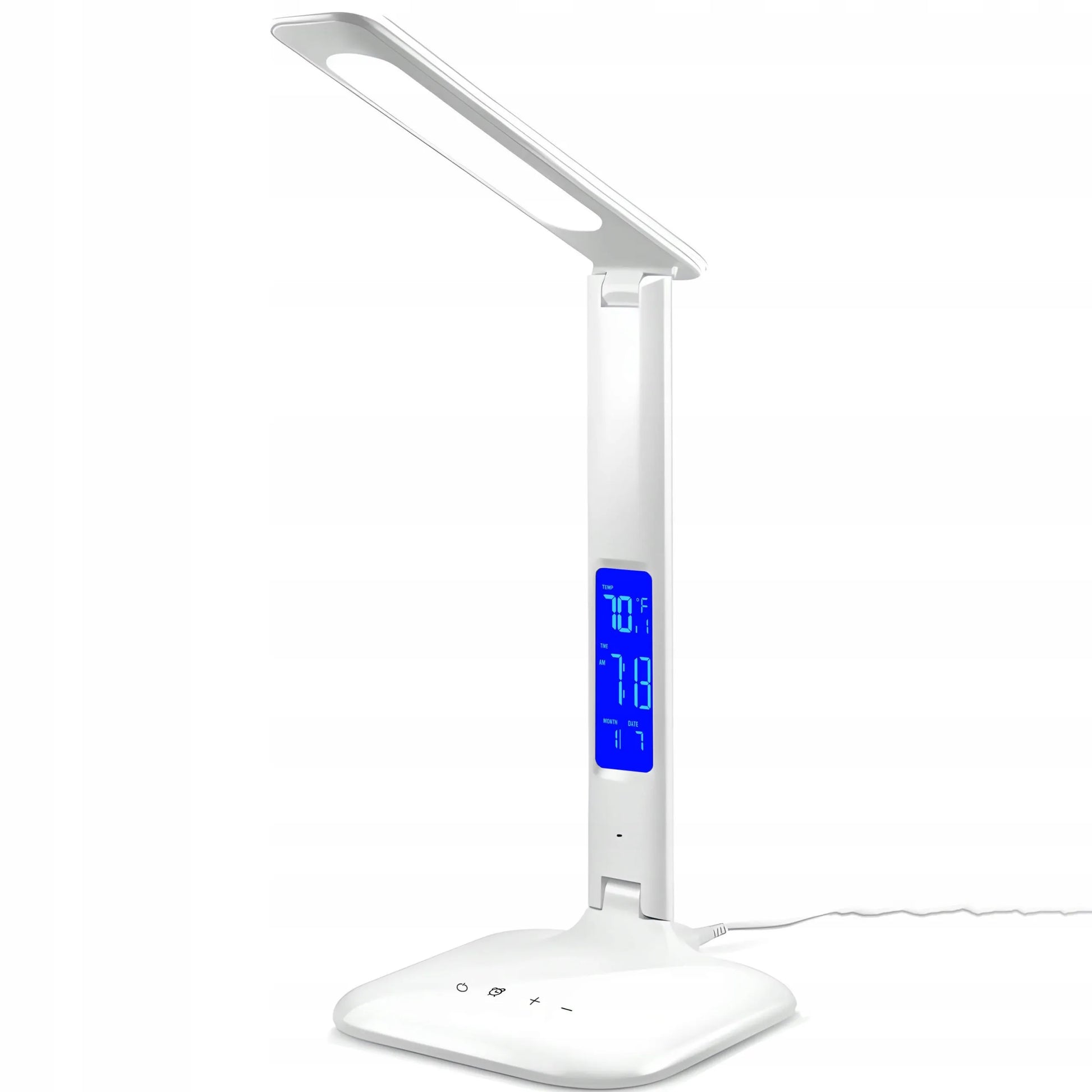 MONTIS LED stalo lempa su LCD ekranu, 5 apšvietimo režimais, laikrodžiu ir žadintuvu