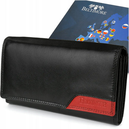 Moteriška odinė „Beltimore“ piniginė su RFiD, didelė, juoda