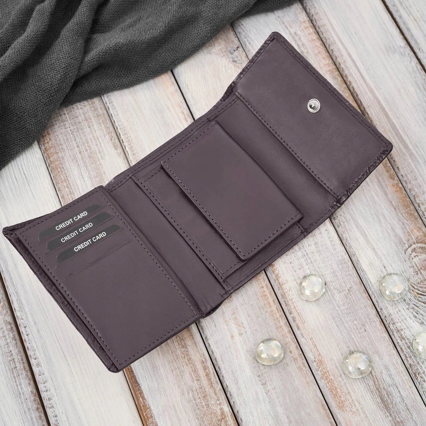 Moteriška odinė Paolo Peruzzi piniginė, horizontali, RFID, violetinė