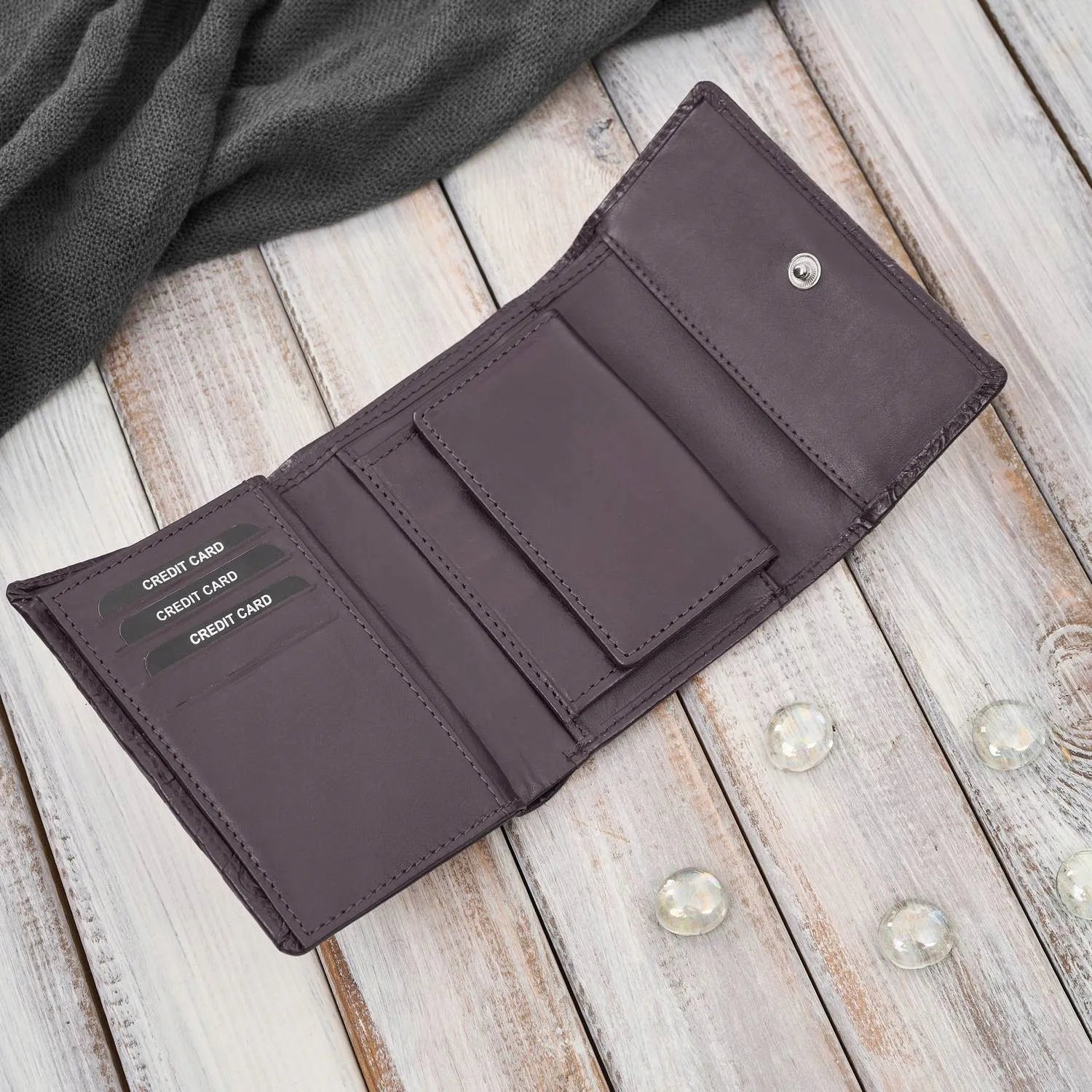 Moteriška odinė Paolo Peruzzi piniginė, horizontali, RFID, violetinė