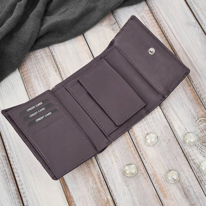 Moteriška odinė Paolo Peruzzi piniginė, horizontali, RFID, violetinė