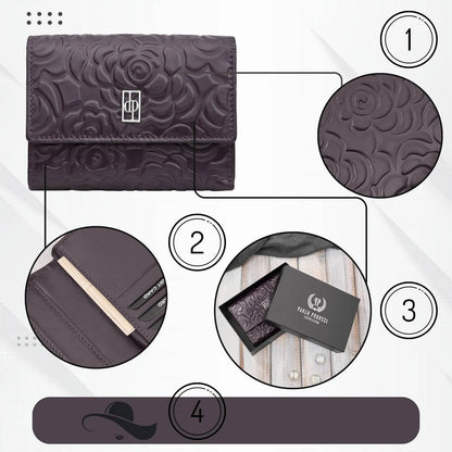 Moteriška odinė Paolo Peruzzi piniginė, horizontali, RFID, violetinė