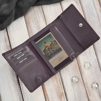 Moteriška odinė Paolo Peruzzi piniginė, horizontali, RFID, violetinė