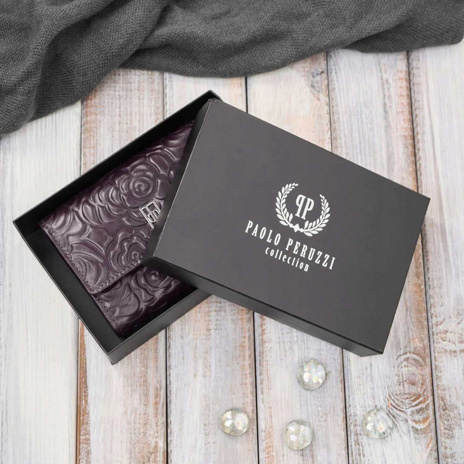 Moteriška odinė Paolo Peruzzi piniginė, horizontali, RFID, violetinė