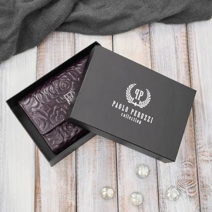 Moteriška odinė Paolo Peruzzi piniginė, horizontali, RFID, violetinė