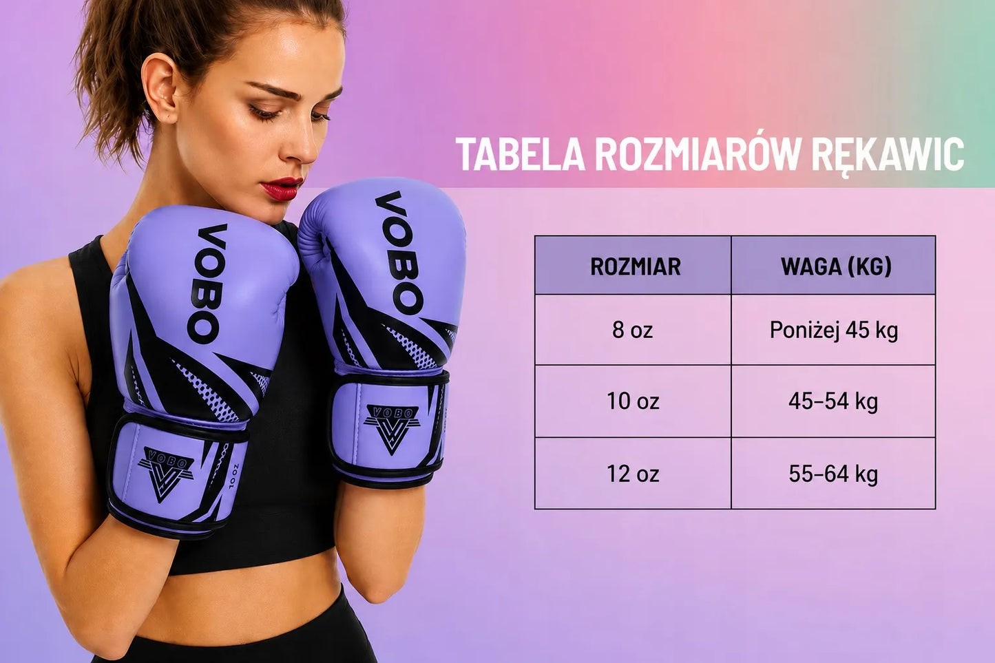 Moteriškos bokso pirštinės VoBo treniruotėms ir sparingui 10 oz, violetinės