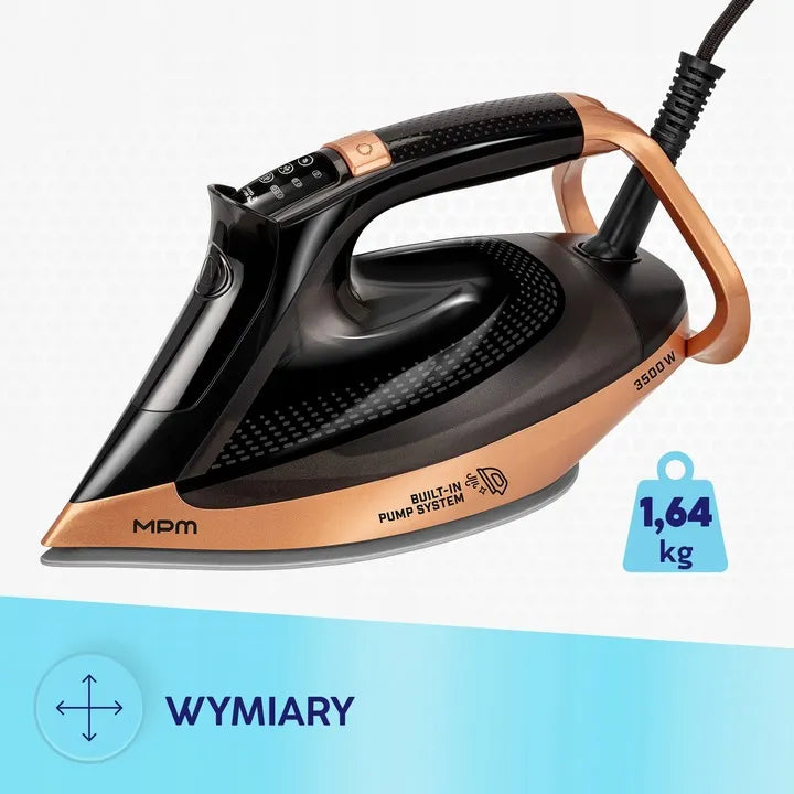 MPM MZE-30 garinis lygintuvas su keraminiu padu ir garų generatoriumi, 3500 W