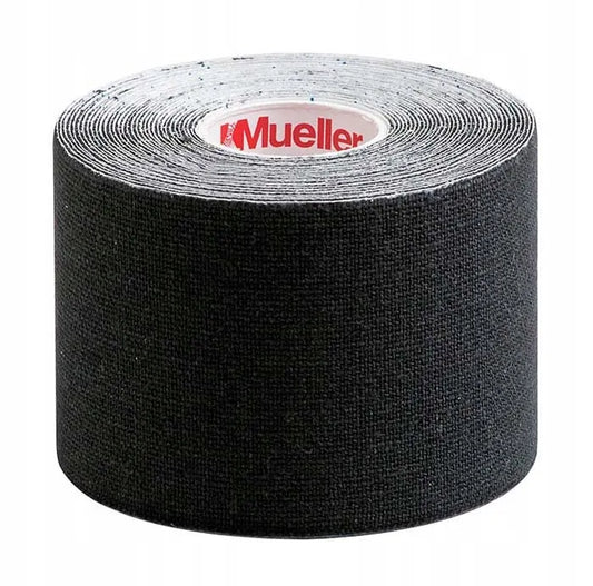 Mueller juoda kineziologinė juosta, 5 cm × 5 m, su stipriais klijais