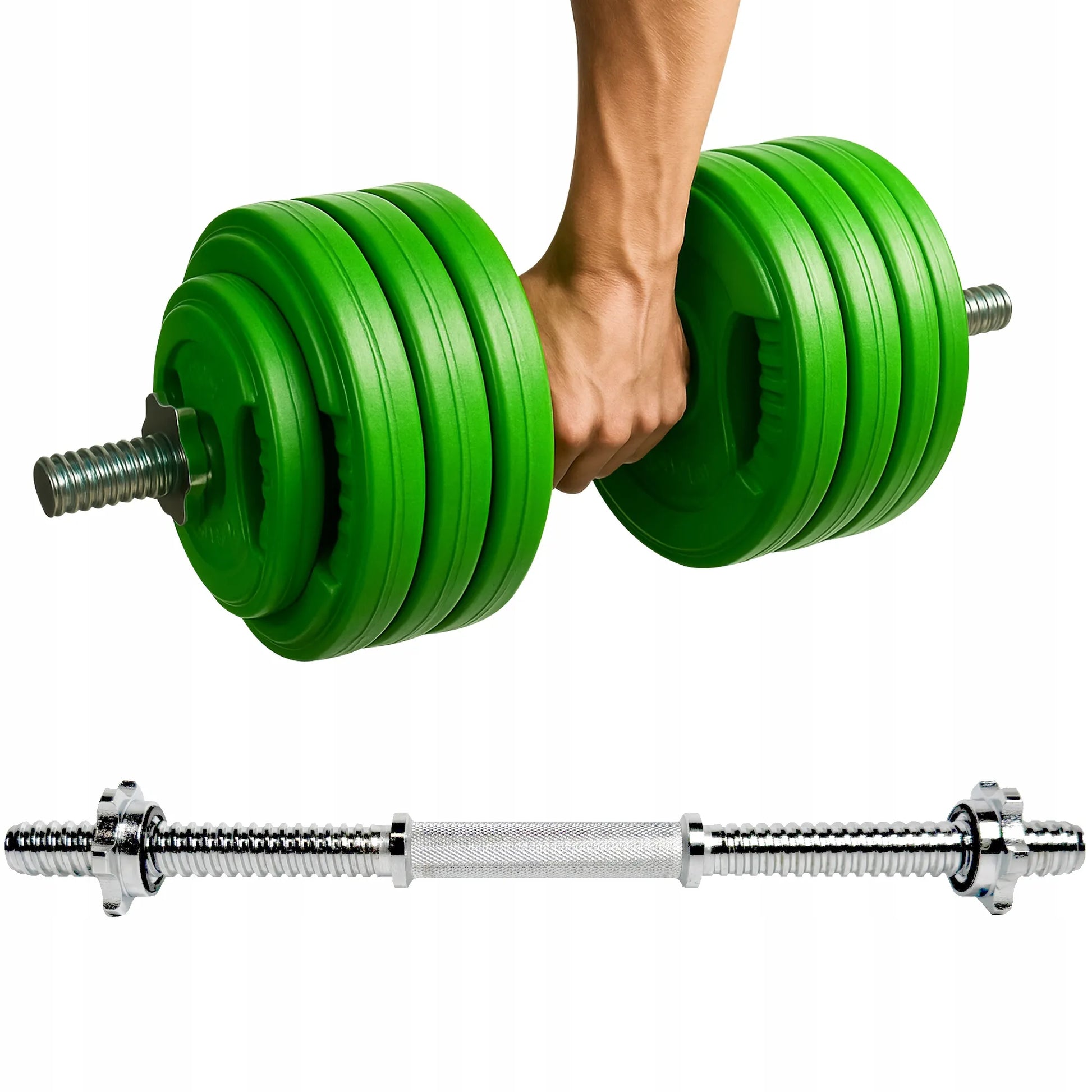 MuscleForge hantelių grifas 45 cm, 25-28 mm su spaustukais