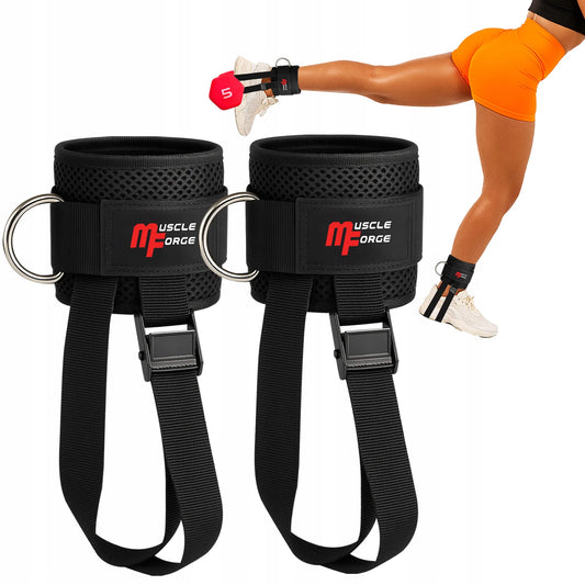 MuscleForge KF-67 treniruočių dirželiai kulkšnims, skirti jėgos treniruokliams ir svoriams, 2 vnt.