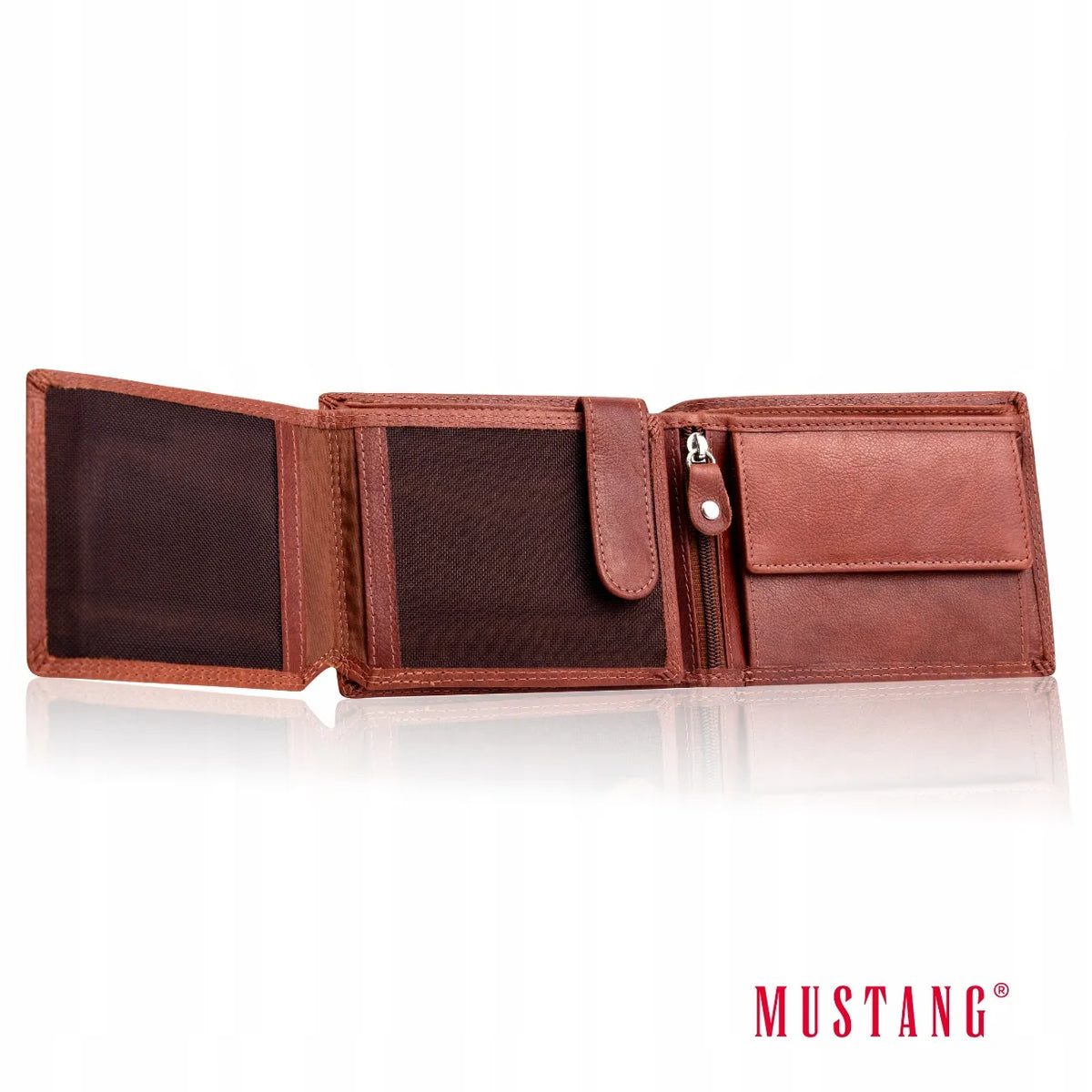 Mustang DENIMO WALLET vidutinio dydžio horizontali rudos natūralios odos vyriška piniginė