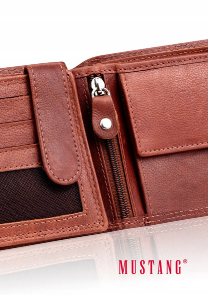 Mustang DENIMO WALLET vidutinio dydžio horizontali rudos natūralios odos vyriška piniginė