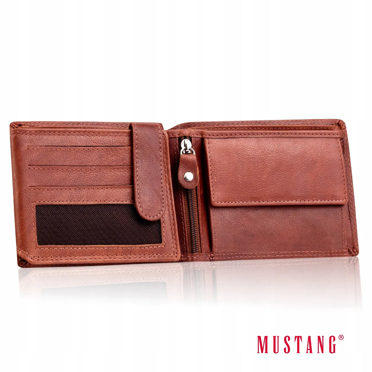 Mustang DENIMO WALLET vidutinio dydžio horizontali rudos natūralios odos vyriška piniginė