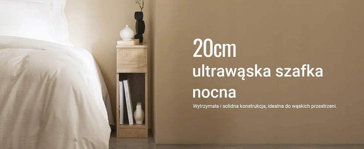 Naktinis staliukas „SoBuy“ su stalčiumi ir lentyna, „Sonoma“ ąžuolo spalvos, 20 × 35 × 60 cm, FBT111-N