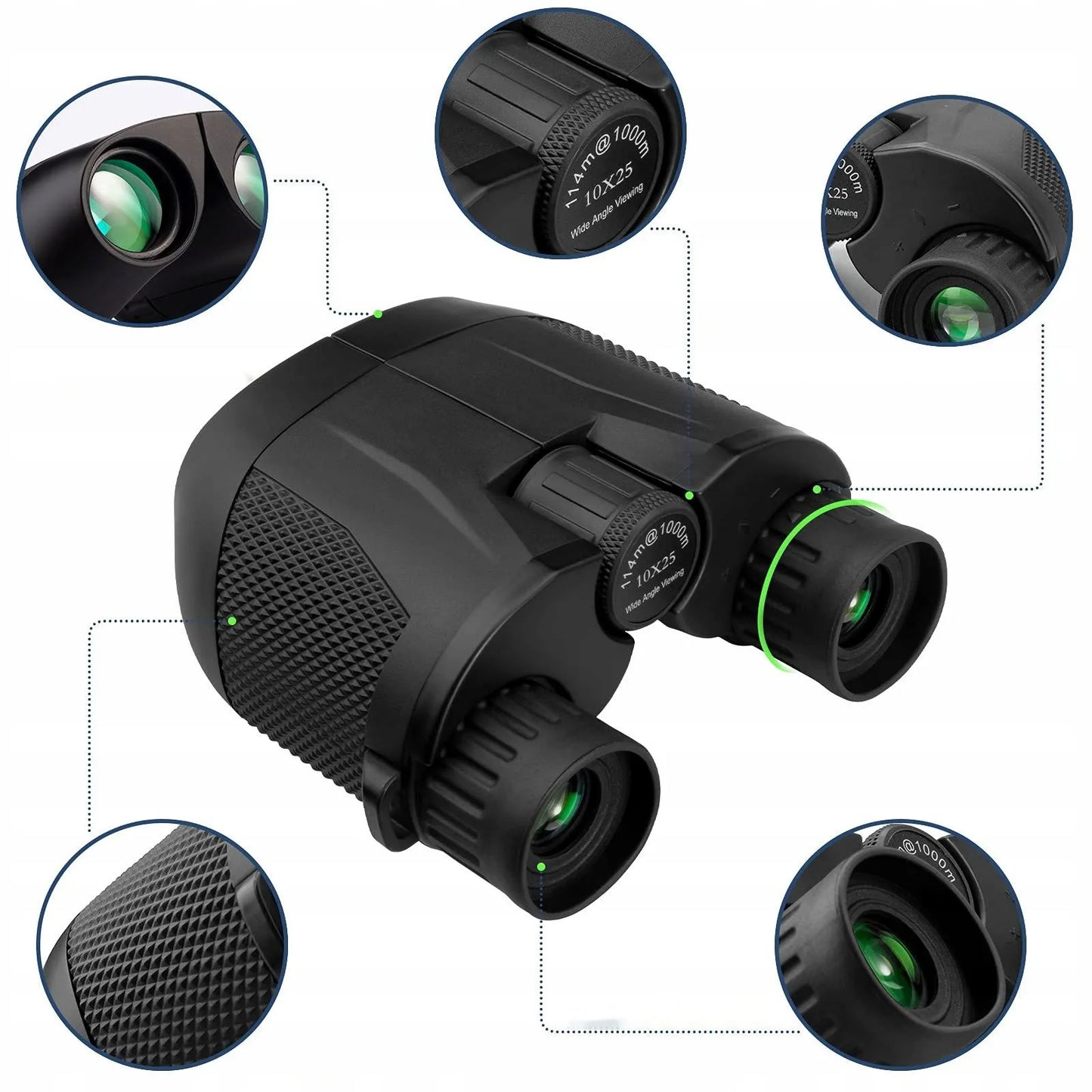 Neperšlampami žiūronai ZOOM 10x25 BAK-4 medžioklei, kelionėms, dienai ir nakčiai HD
