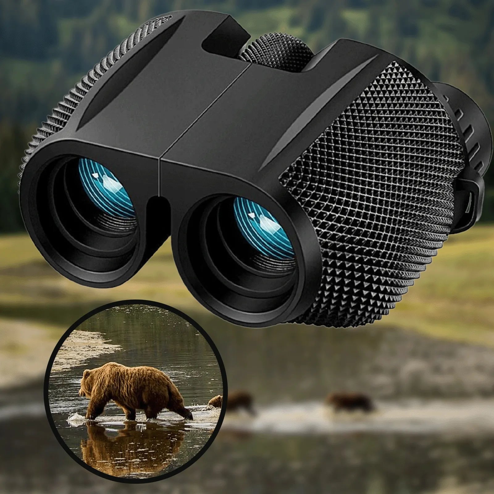Neperšlampami žiūronai ZOOM 10x25 BAK-4 medžioklei, kelionėms, dienai ir nakčiai HD
