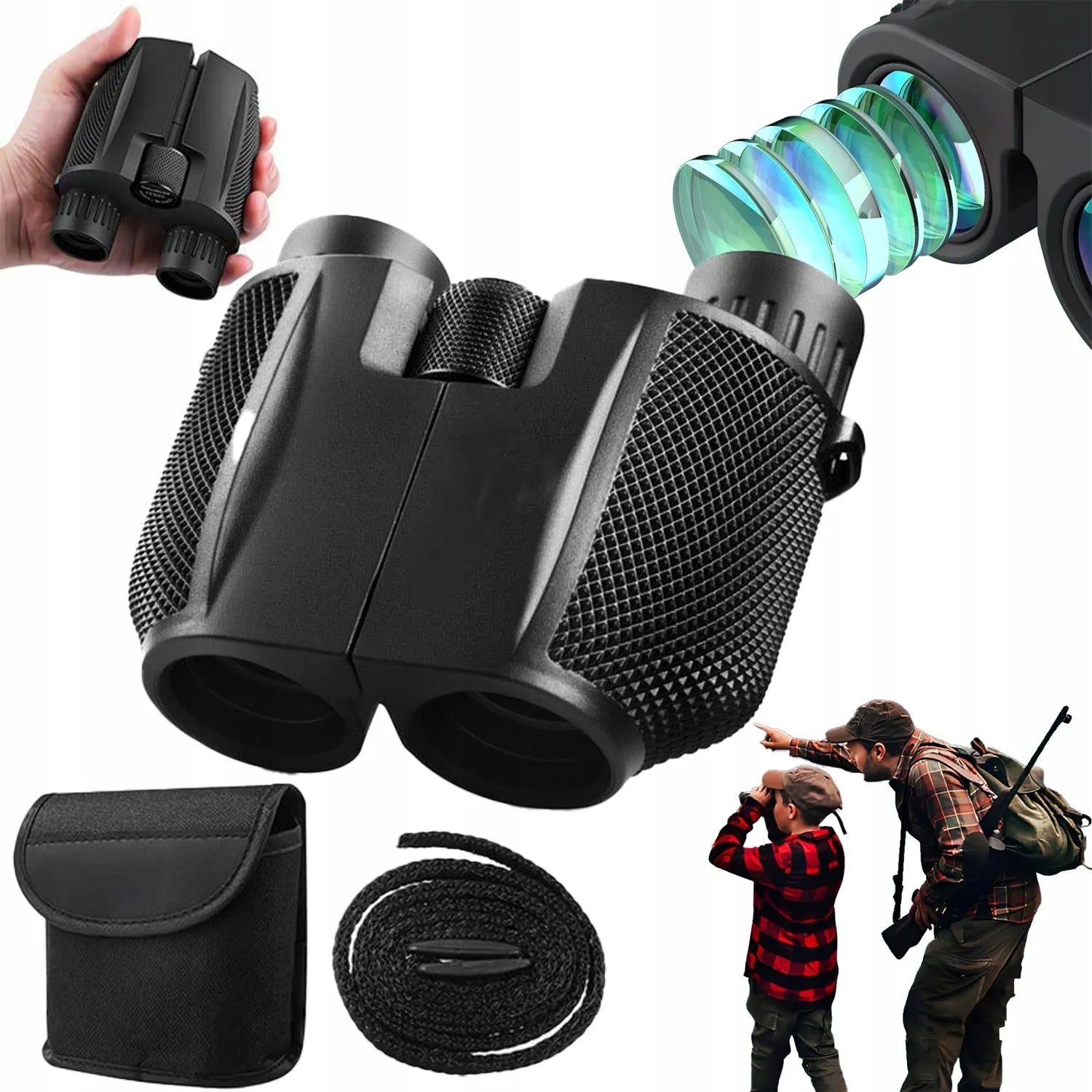 Neperšlampami žiūronai ZOOM 10x25 BAK-4 medžioklei, kelionėms, dienai ir nakčiai HD