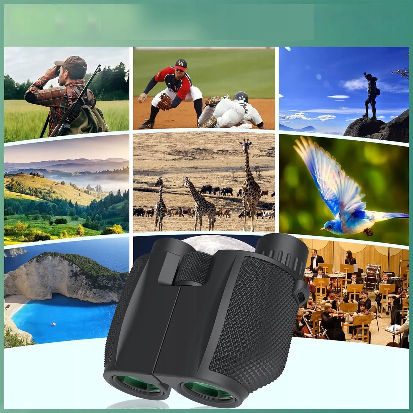 Neperšlampami žiūronai ZOOM 10x25 BAK-4 medžioklei, kelionėms, dienai ir nakčiai HD
