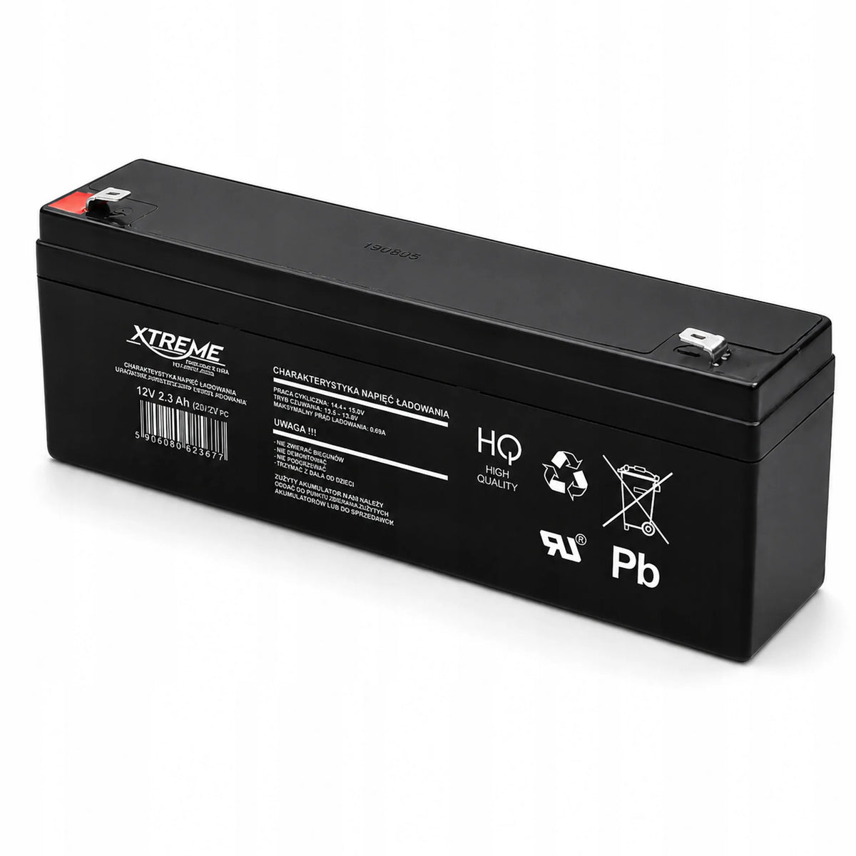 Nereikalaujantis priežiūros akumuliatorius XTREME AGM 12V 2,3Ah UPS (2,2Ah dydžio) signalizacijai