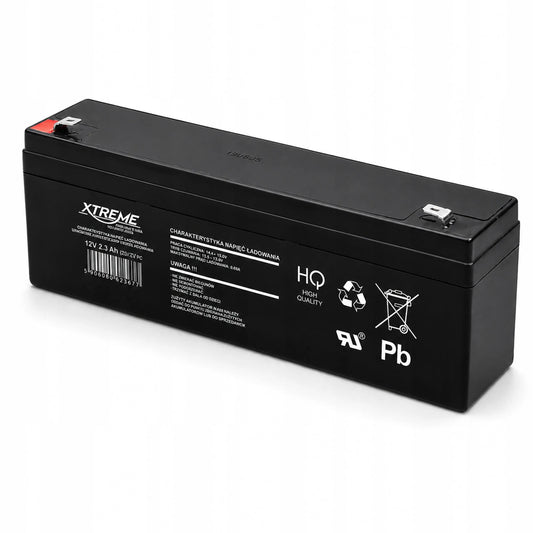 Nereikalaujantis priežiūros akumuliatorius XTREME AGM 12V 2,3Ah UPS (2,2Ah dydžio) signalizacijai