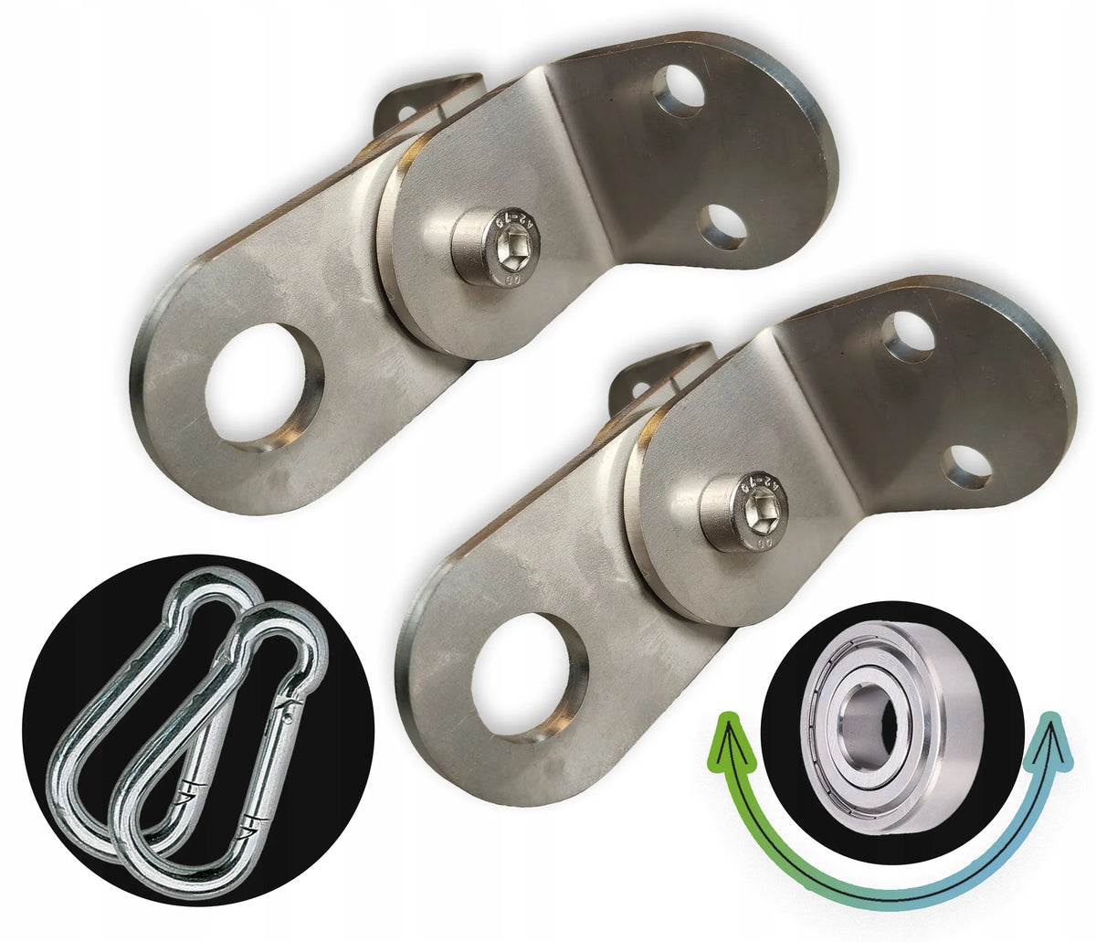 Nerūdijančio plieno laikikliai su guoliu sūpynėms INOX