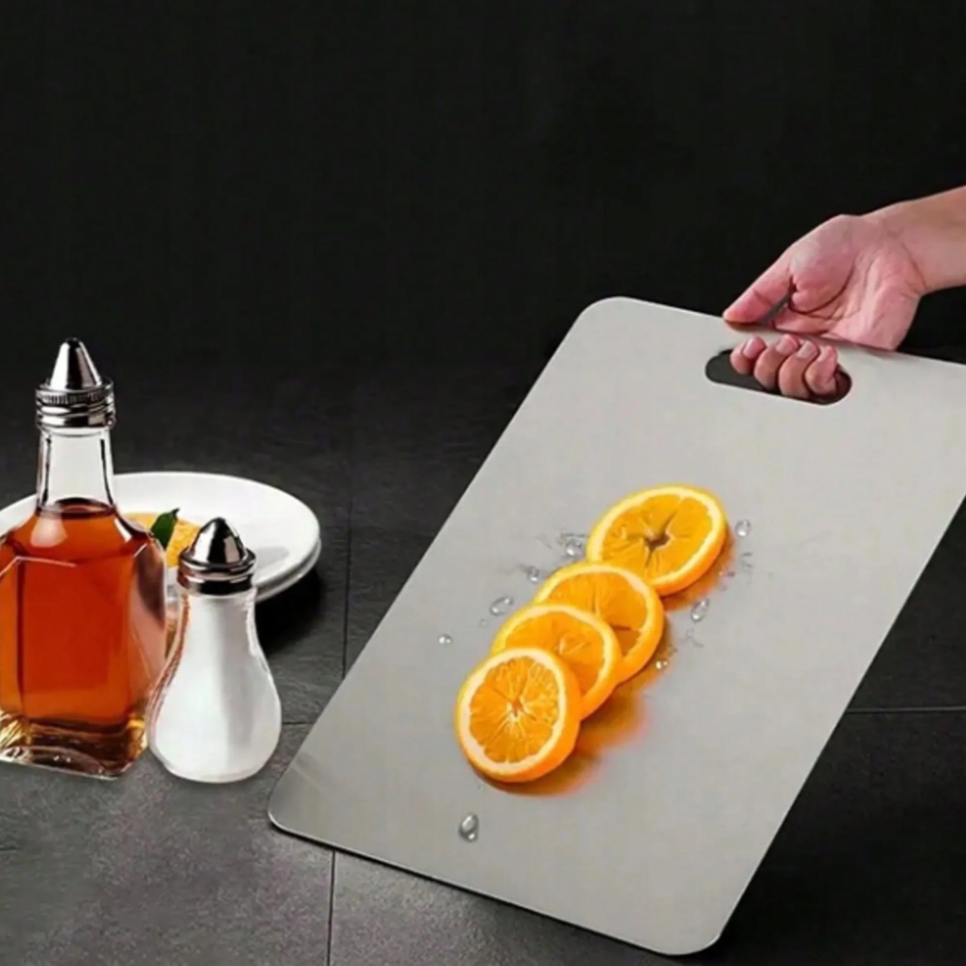 Nerūdijančio plieno pjaustymo lenta mėsai, žuviai ir vaisiams