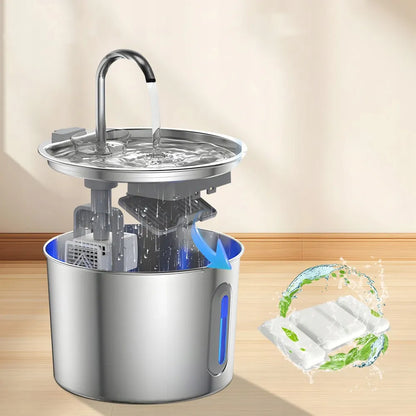 Nerūdijančiojo plieno kačių fontanėlis, 2,2 l, tylus automatinis girdyklos fontanėlis