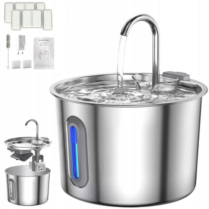 Nerūdijančiojo plieno kačių fontanėlis, 2,2 l, tylus automatinis girdyklos fontanėlis