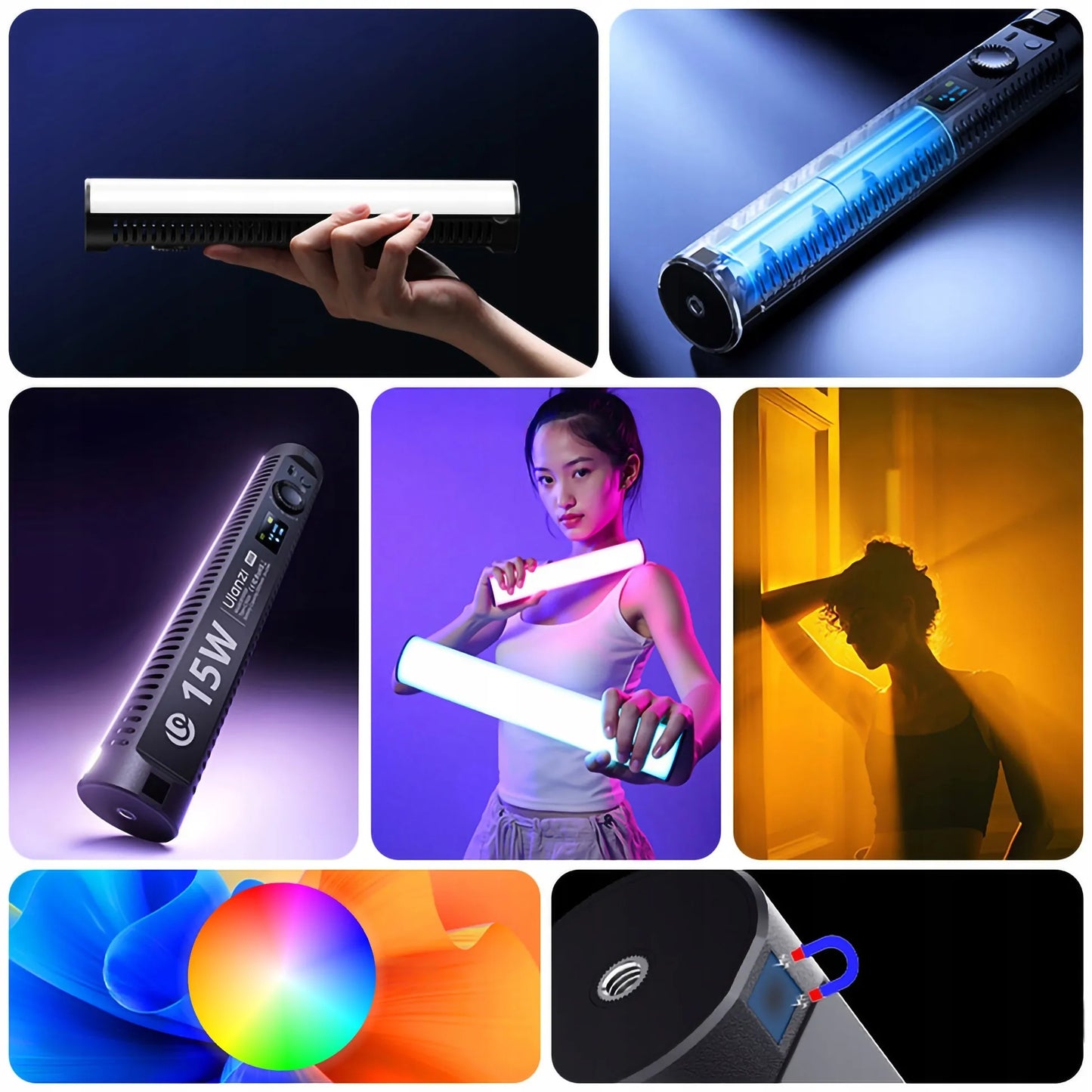 Nešiojama RGB LED vaizdo lempa ULANZI B15RGB studijiniam apšvietimui