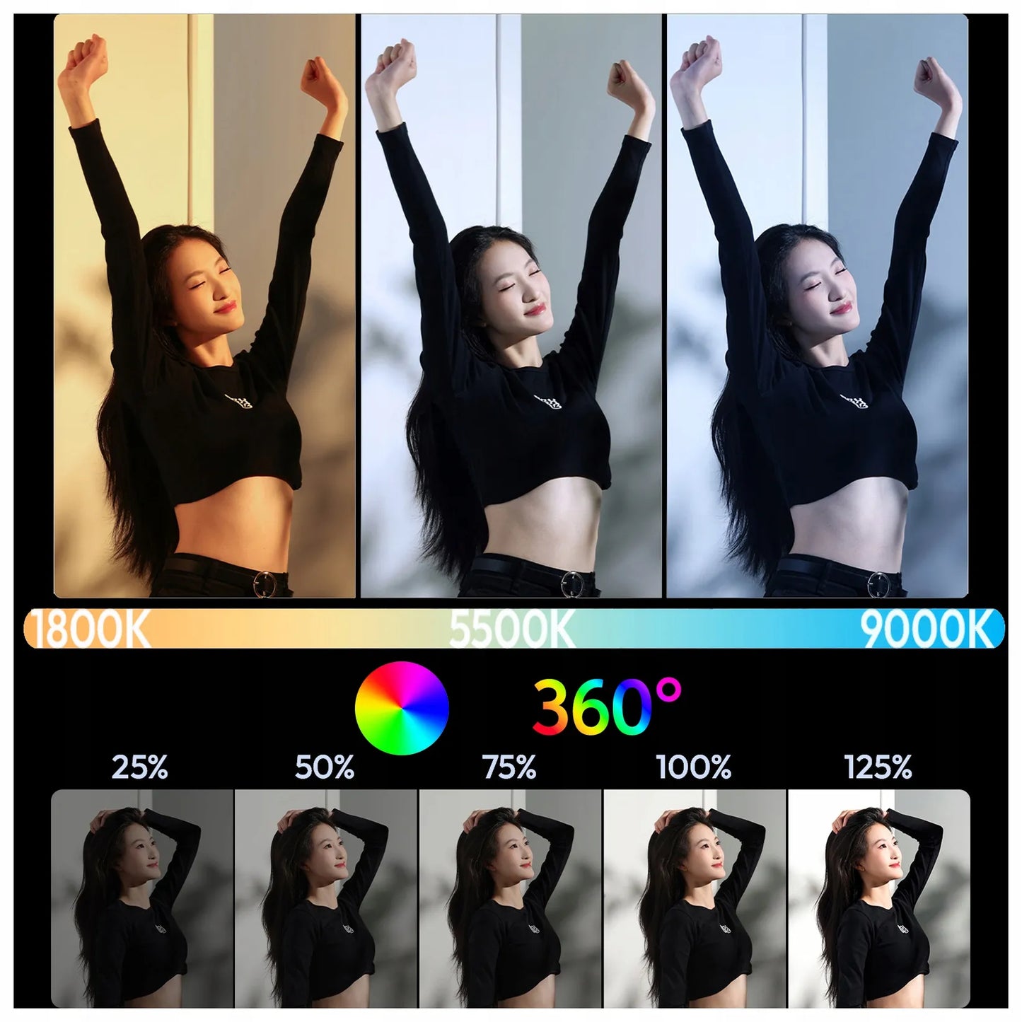 Nešiojama RGB LED vaizdo lempa ULANZI B15RGB studijiniam apšvietimui