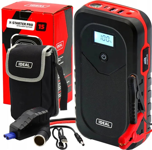 NEŠIOJAMAS AUTOMOBILIO AKUMULIATORIAUS PALEIDIKLIS IR ĮKROVIKLIS IDEAL X-STARTER 15 LIPO PRO