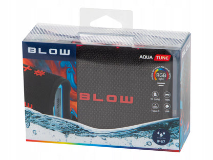 Nešiojamas belaidis „Bluetooth“ garsiakalbis BLOW AQUA TUNE, vandeniui atsparus IP67, FM radijas, USB, RGB
